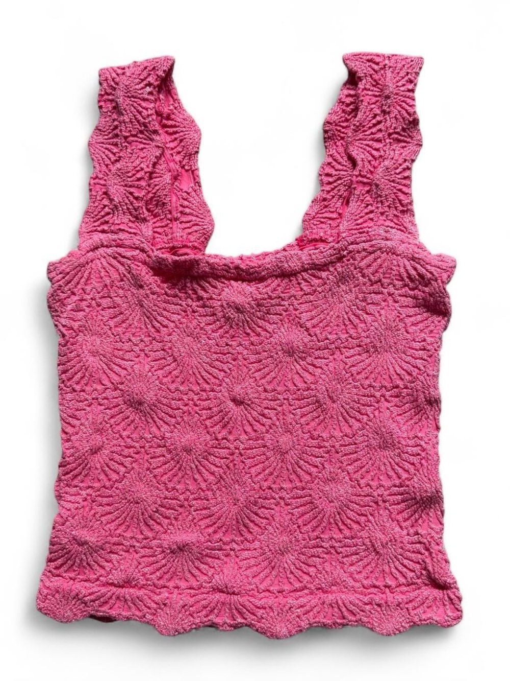 Free People Intimately Love Letter Cami Hot Pink Textured Tank XS/S